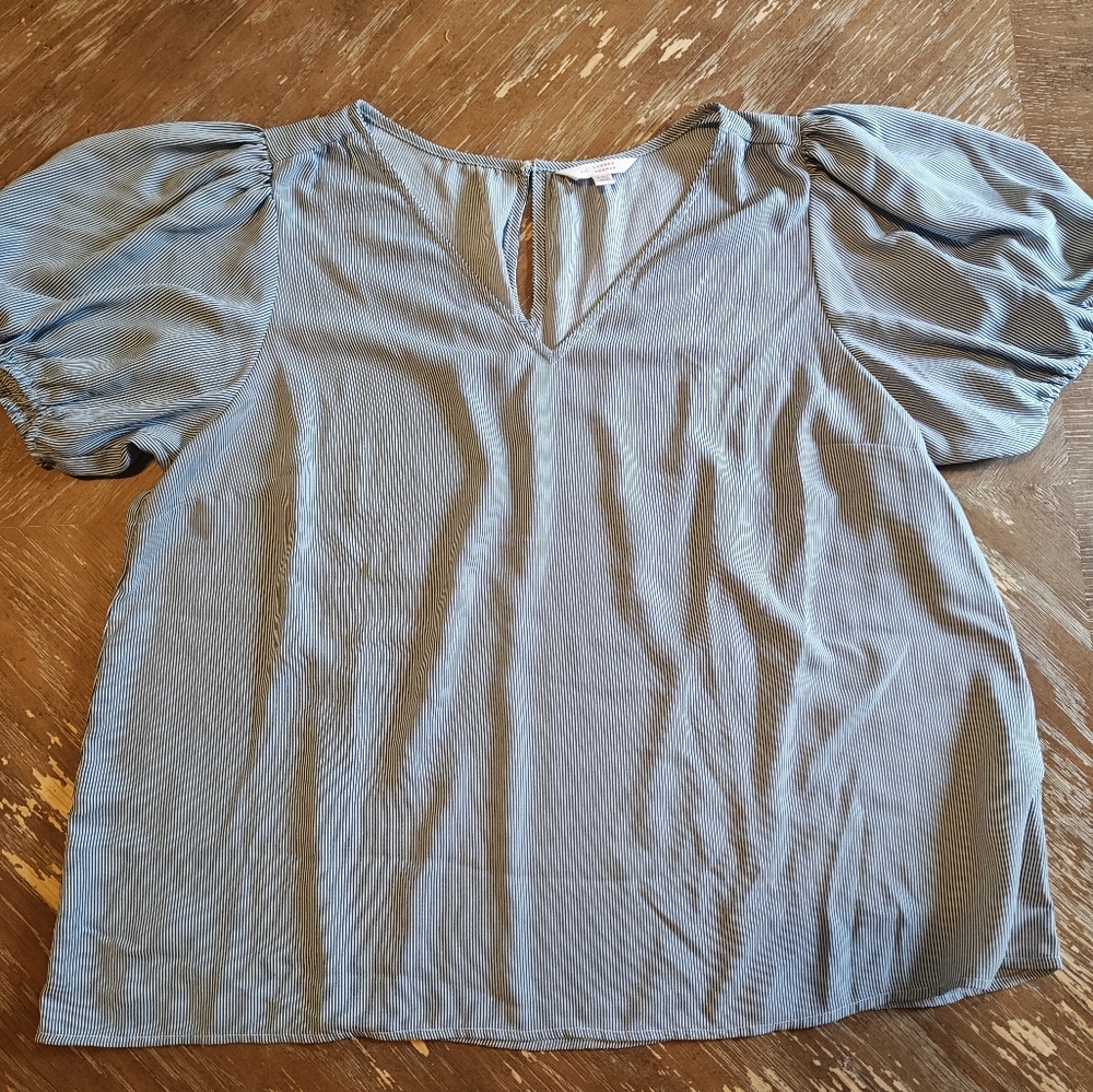 LC Lauren Conrad Blue Striped Blouse